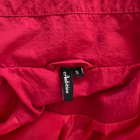 Ambition Y2K Chic Vibrant Red Cotton Blend Belted Red Minimalist Coat Small - Picture 10 of 13